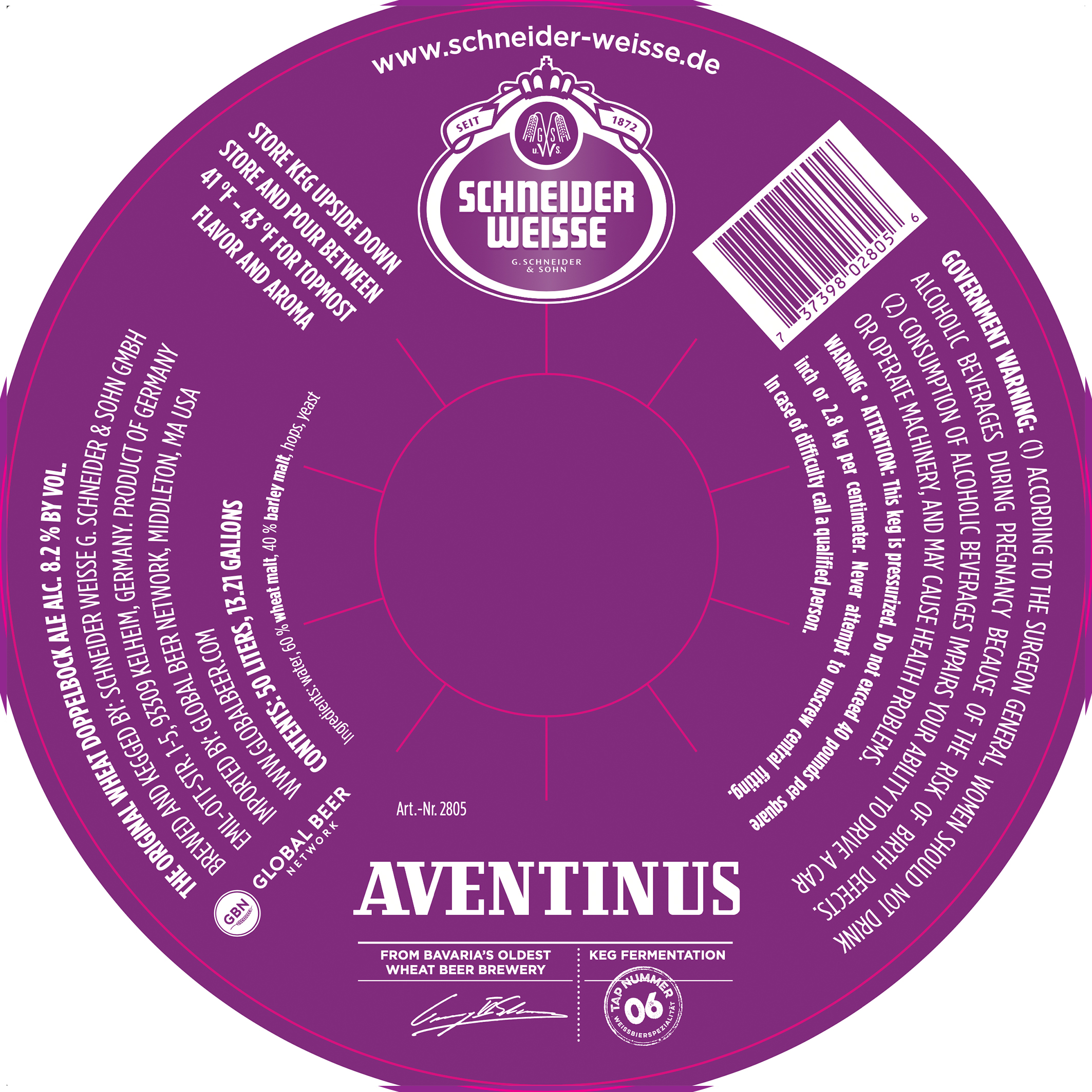 TABC label artwork for SCHNEIDER WEISSE AVENTINUS