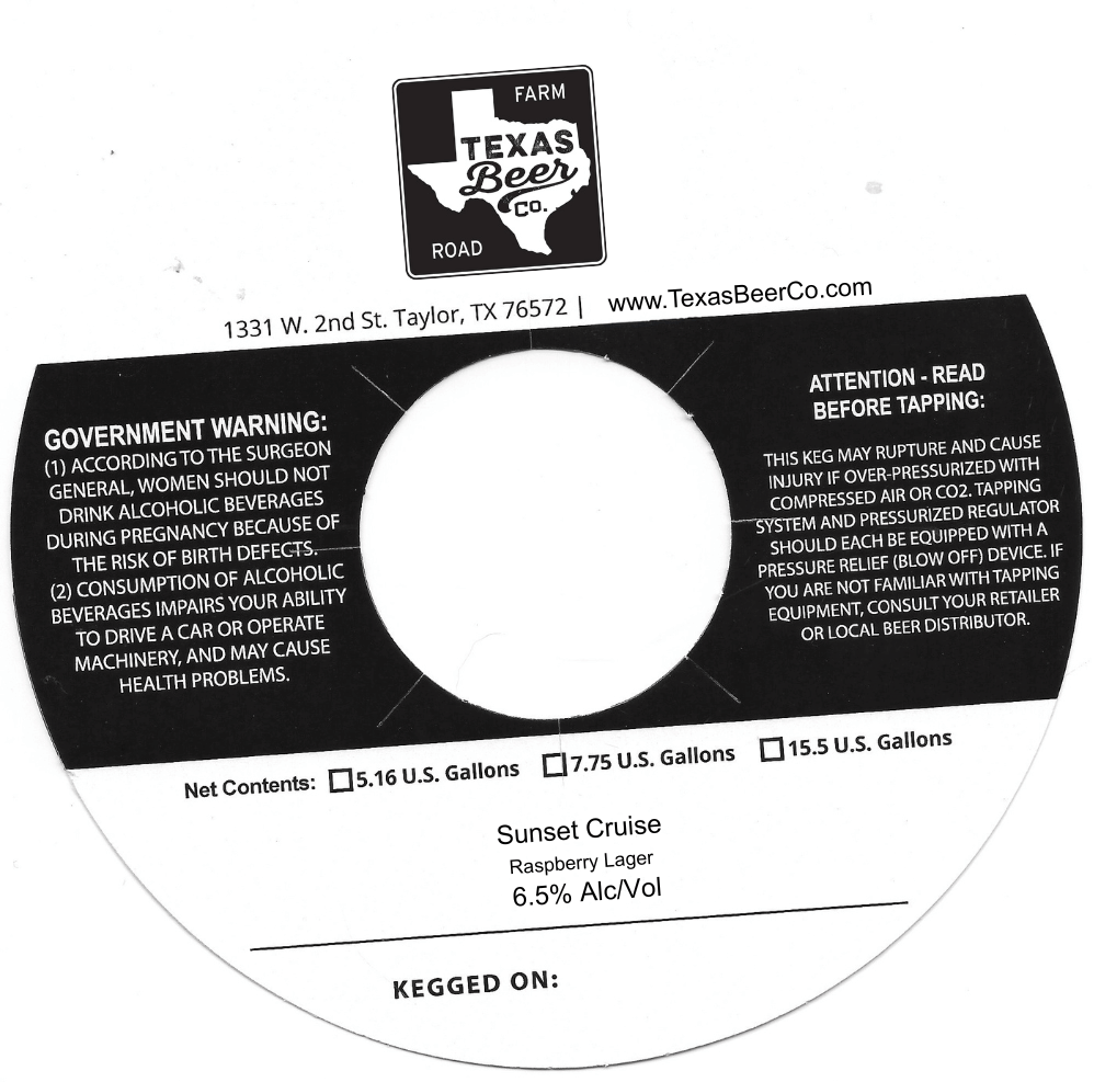 TABC label artwork for Sunset Cruise