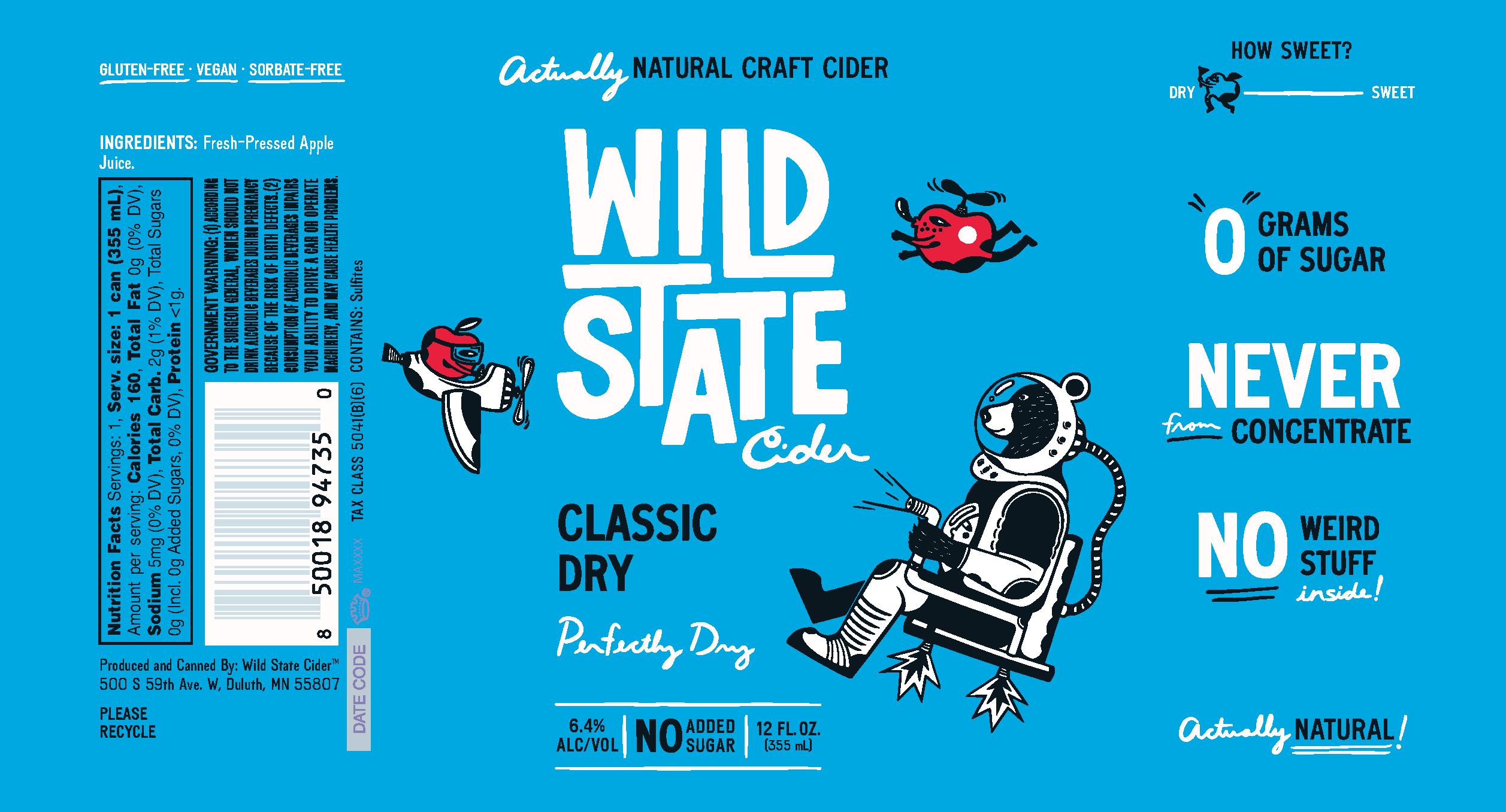 TABC label artwork for Wild State Cider Classic Dry