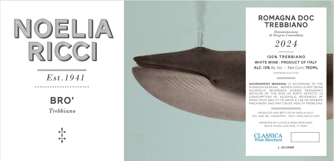 TABC label artwork for Noelia Ricci Bro Bianco