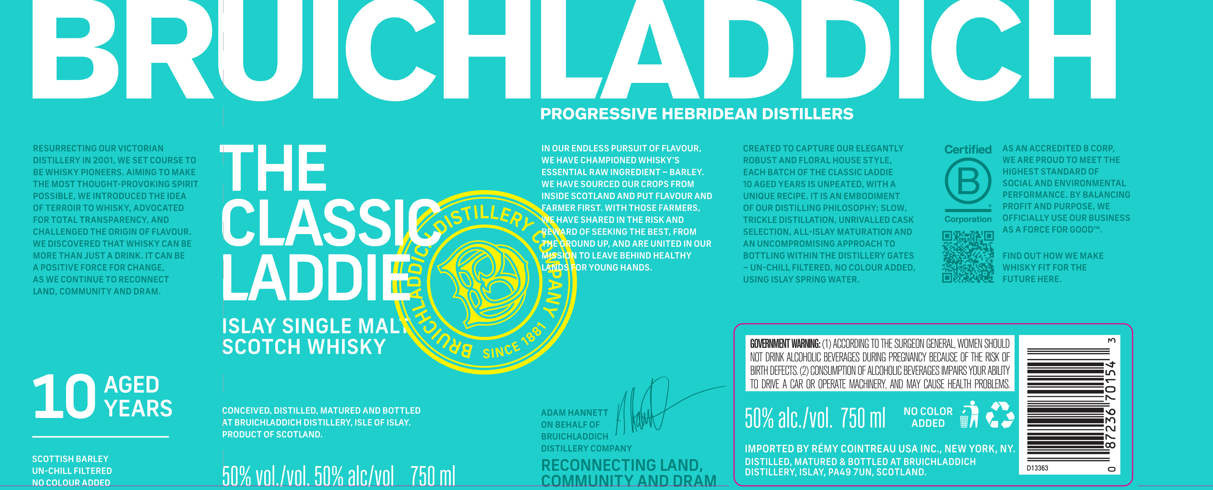 TABC label artwork for Bruichladdich The Classic Laddie Aged 10 Years
