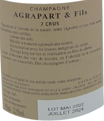 TABC label artwork for AGRAPART & FILS - 7 CRUS CHAMPAGNE