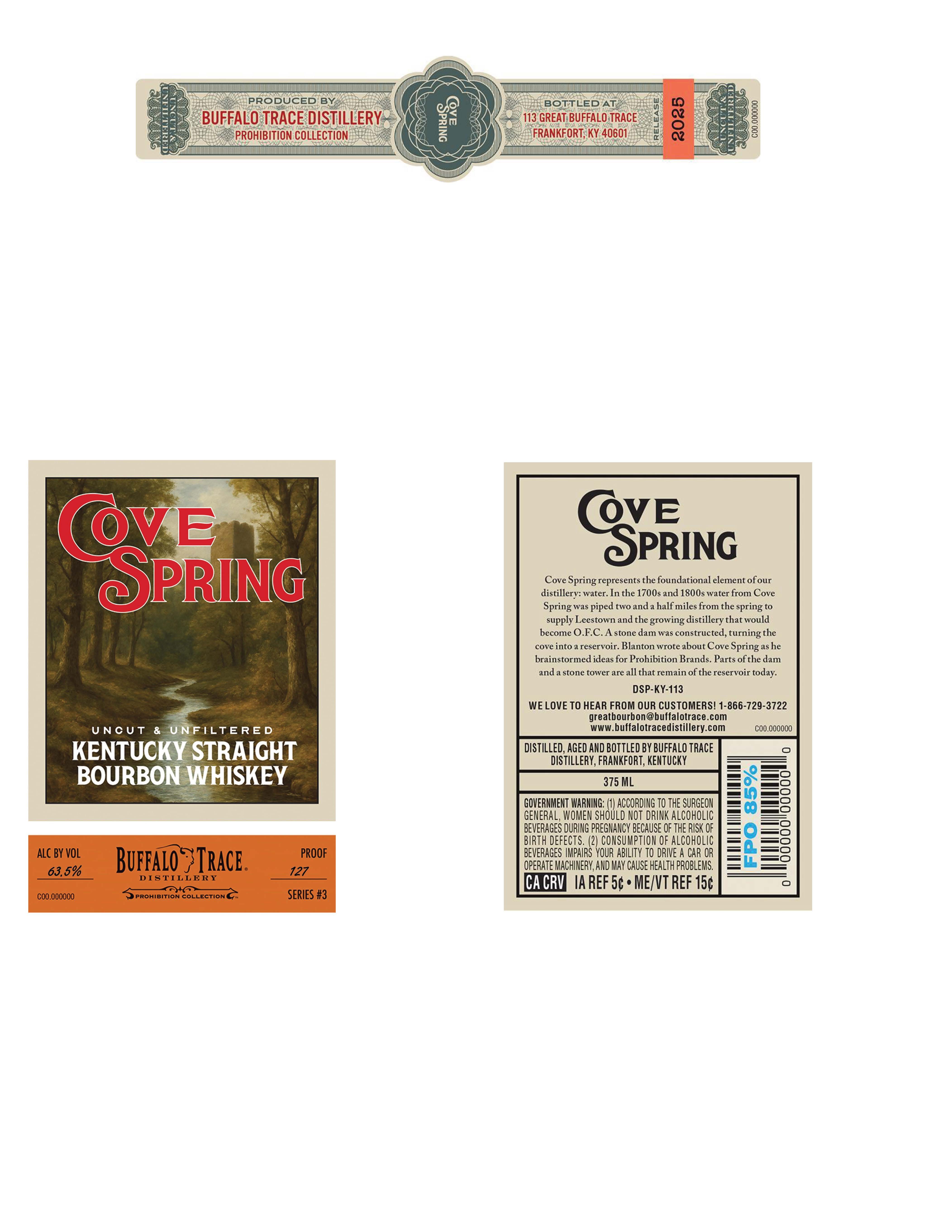TABC label artwork for Cove Spring Kentucky Straight Bourbon Whiskey | Prohibition Collection #3