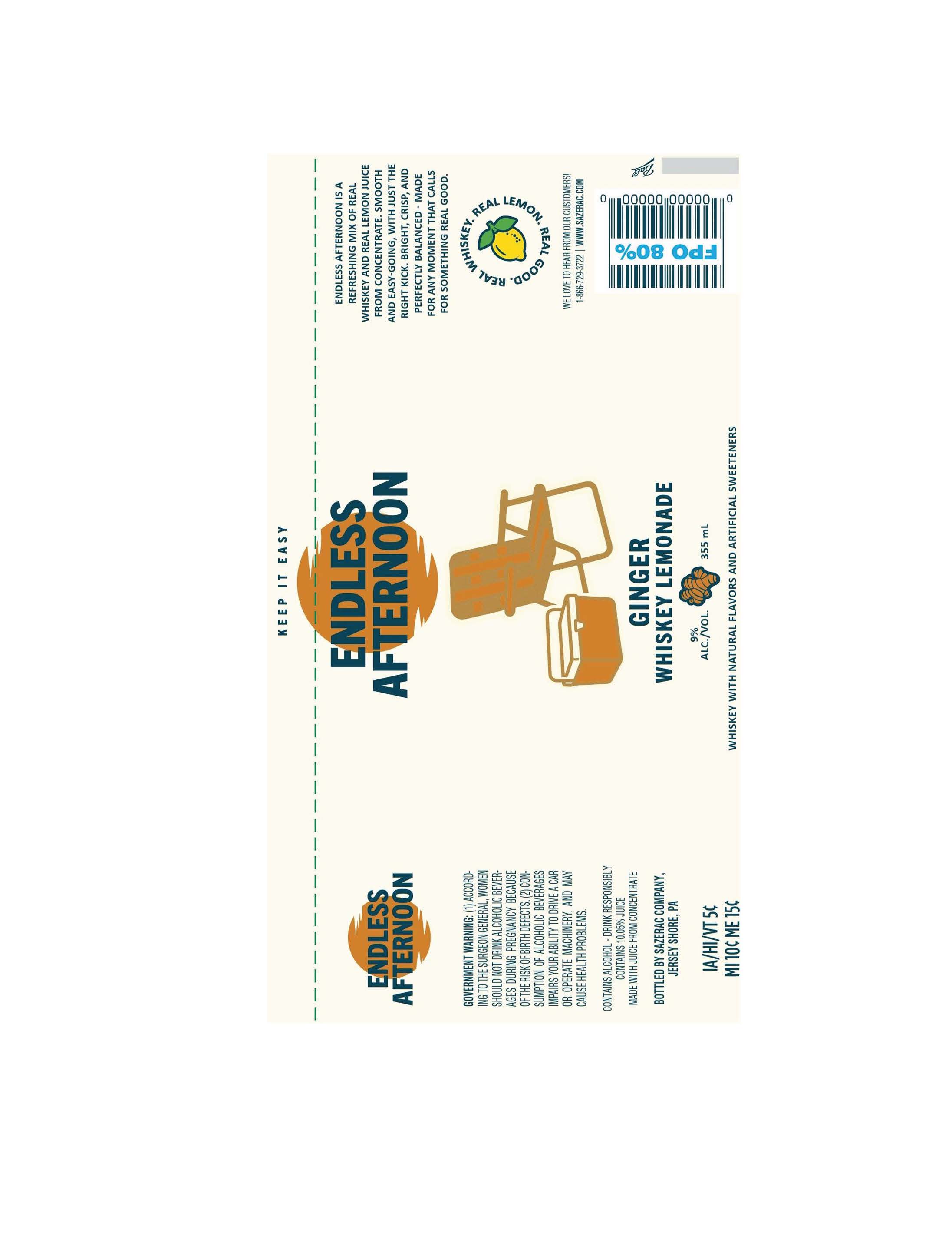 TABC label artwork for Endless Afternoon Ginger Whiskey Lemonade