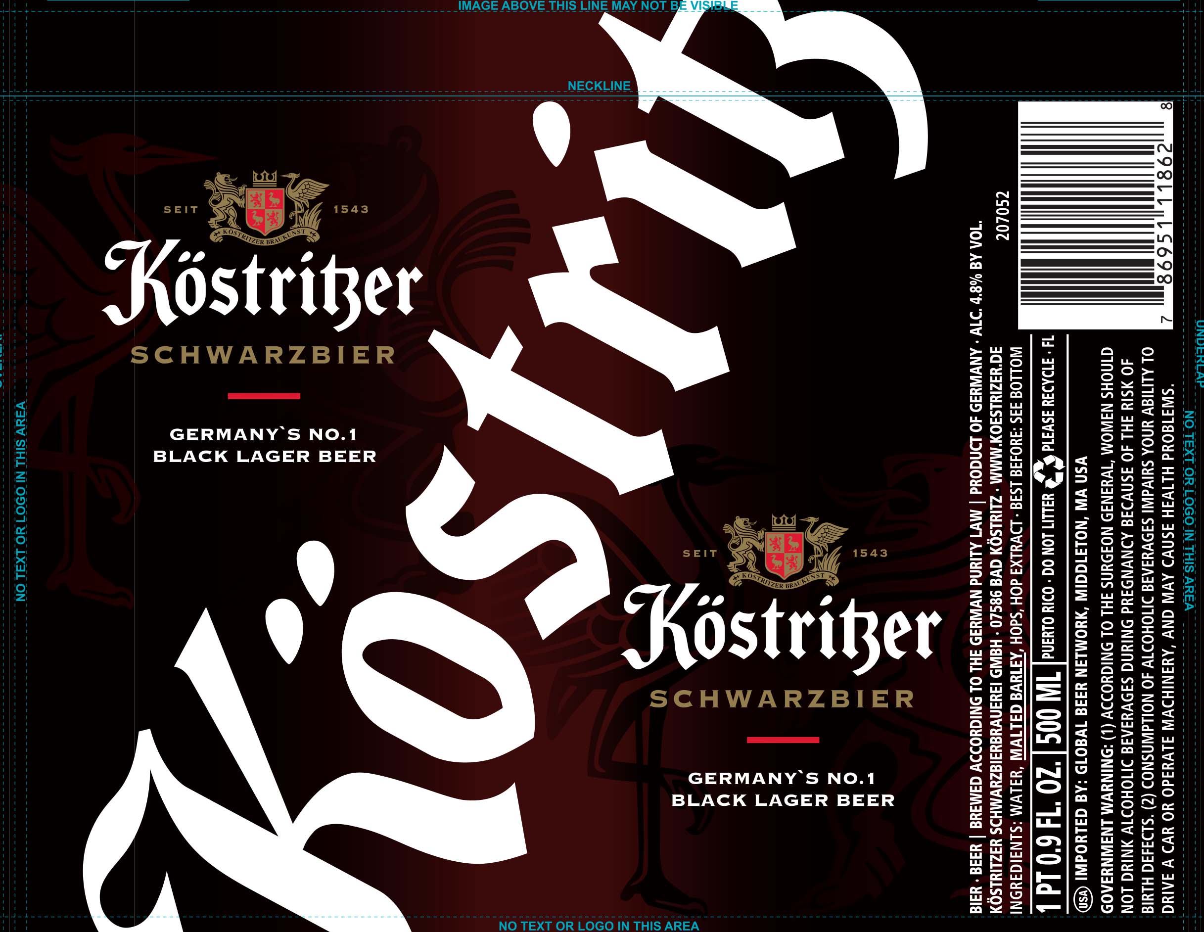 TABC label artwork for KÖSTRITZER SCHWARZBIER
