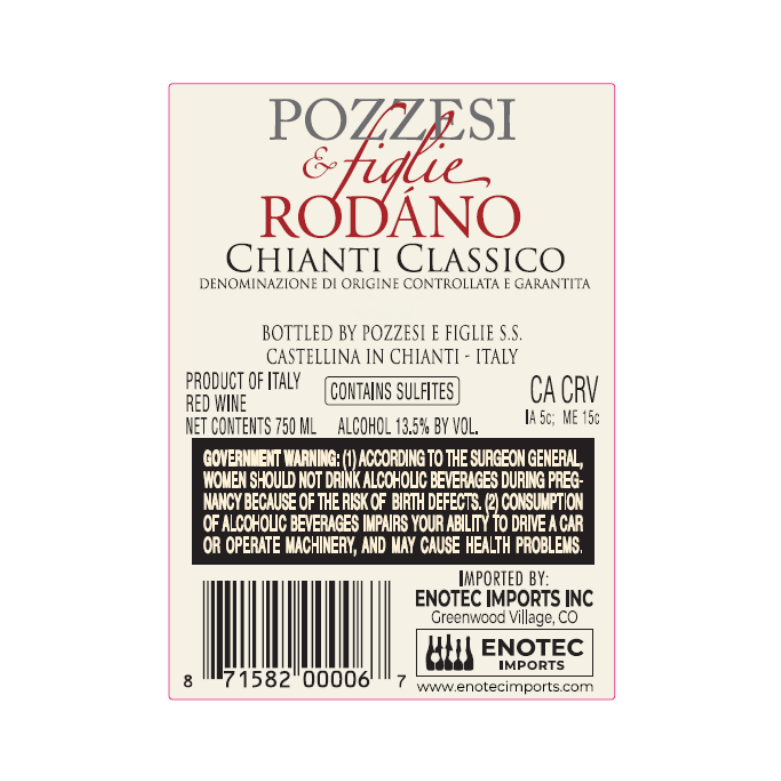 TABC label artwork for Pozzesi & Figlie Rodano Chianti Classico 2024