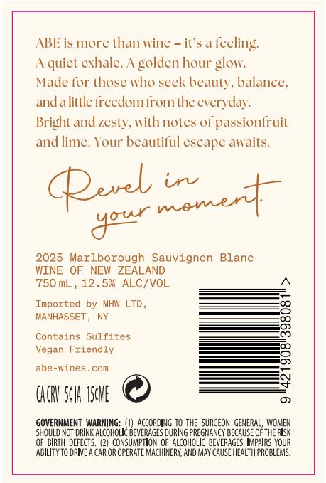 TABC label artwork for ABE Sauvignon Blanc Marlborough