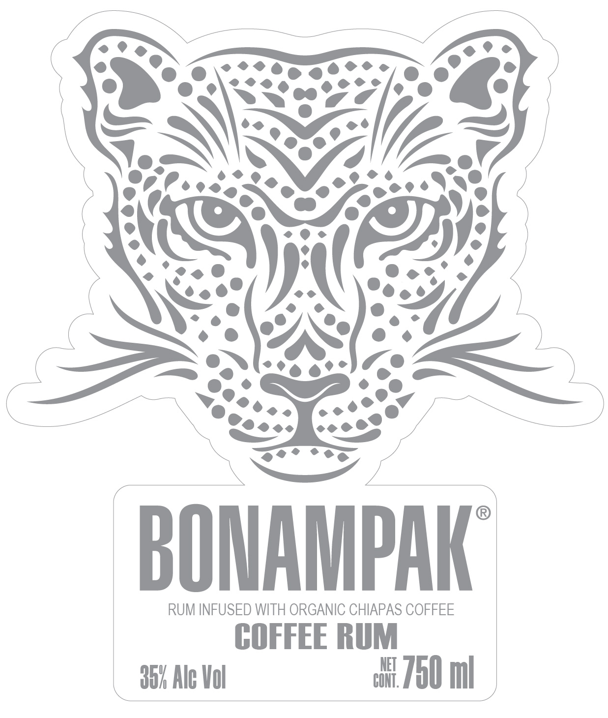 TABC label artwork for Bonampak Coffee Rum