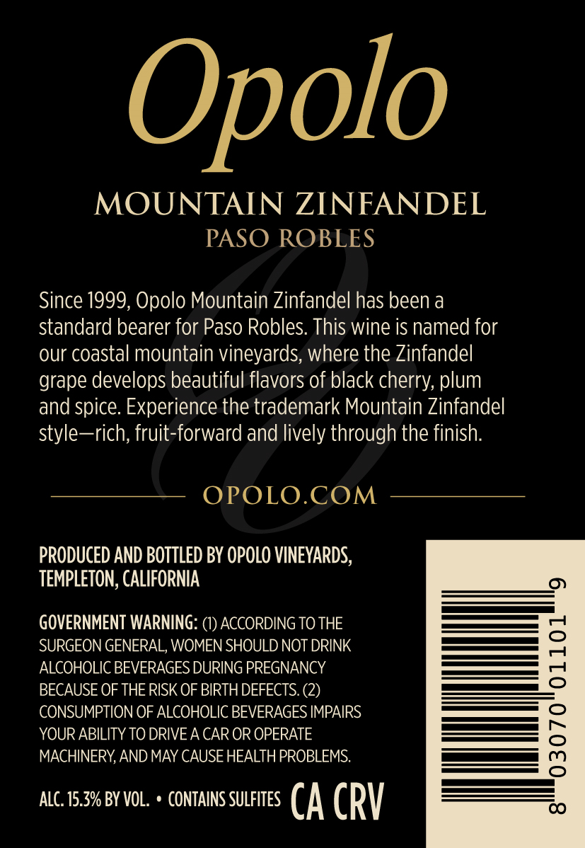 TABC label artwork for Opolo Mountain Zinfandel
