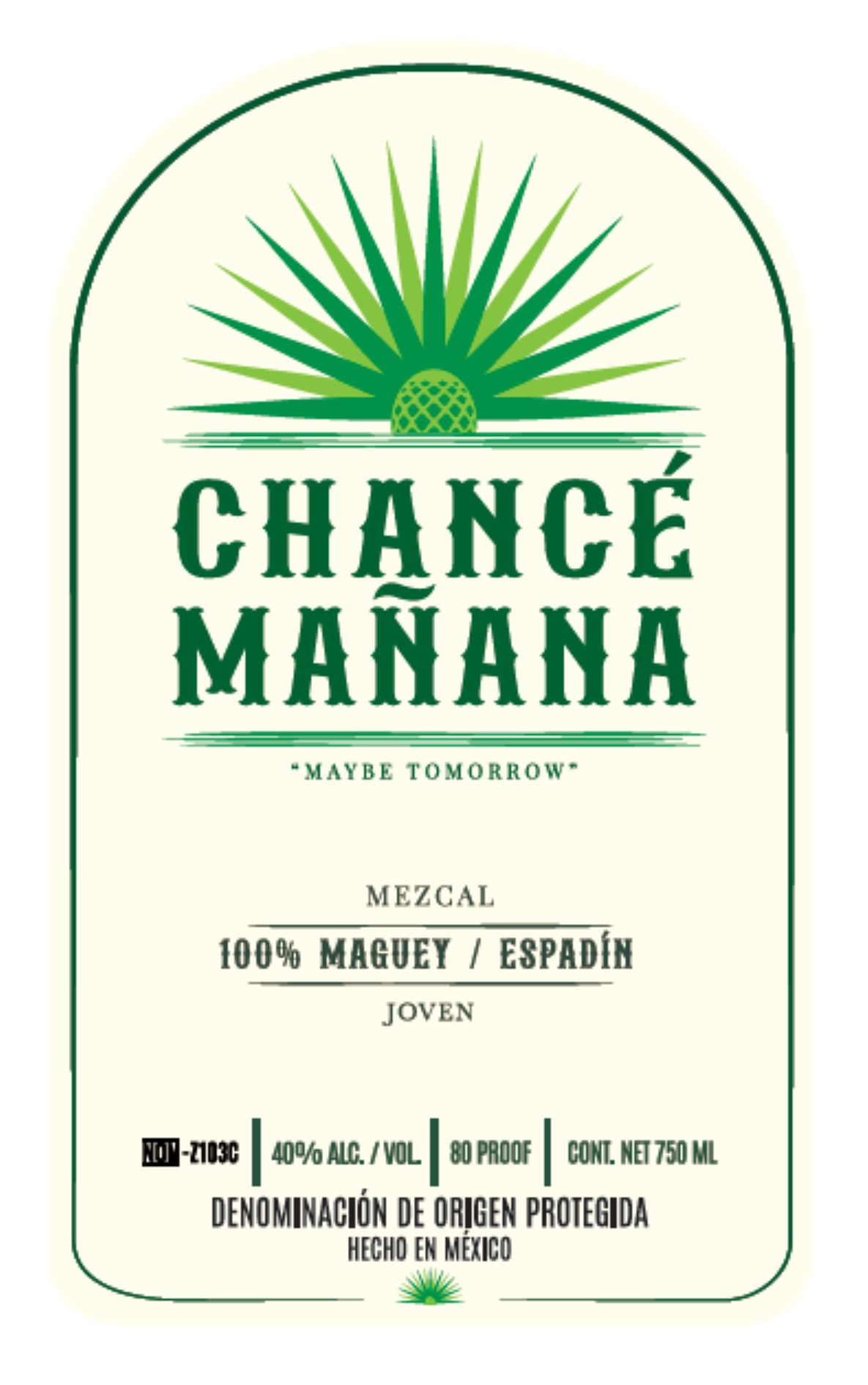 TABC label artwork for Chance Manana Mezcal Joven