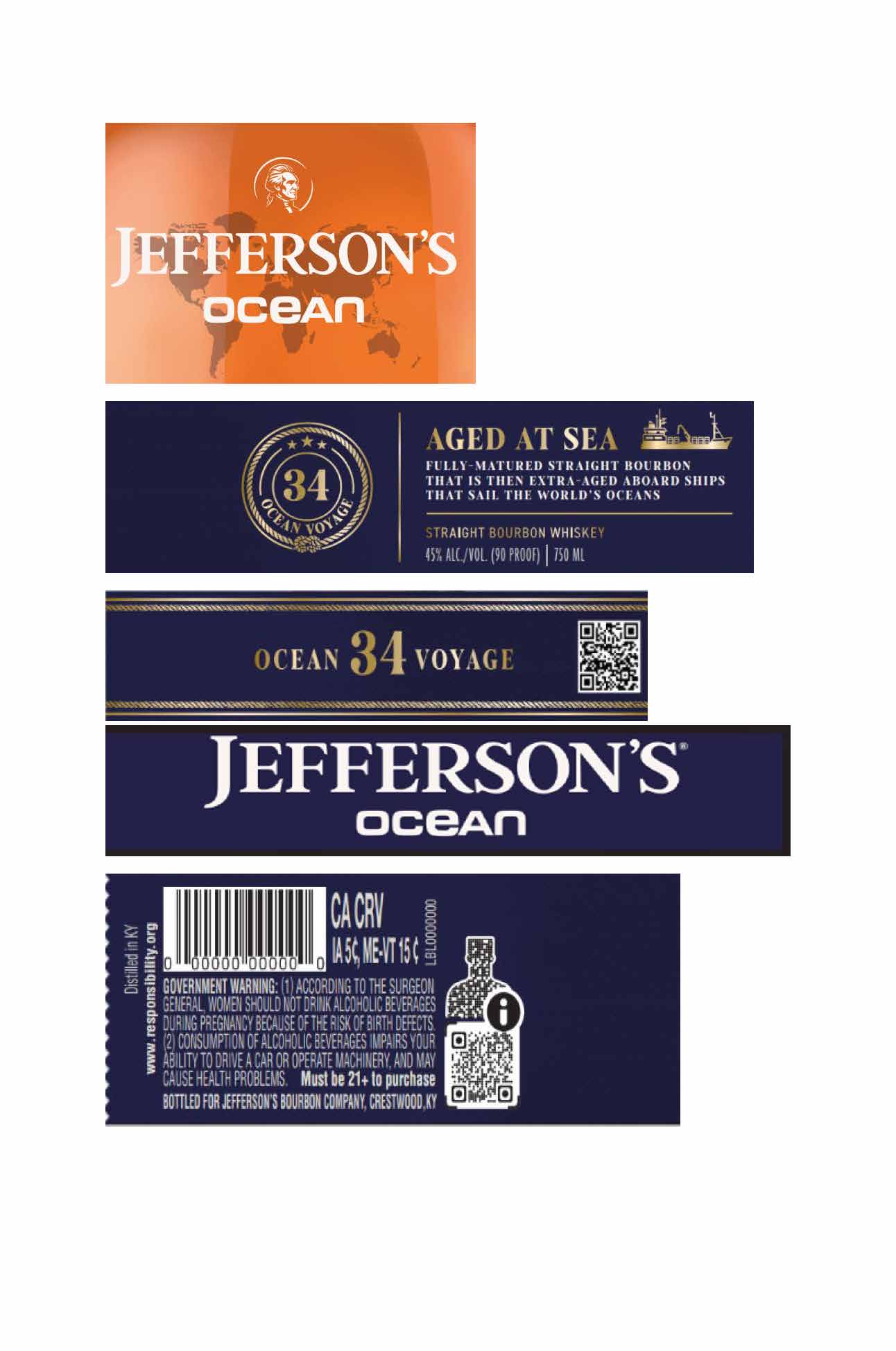 TABC label artwork for Jefferson's Ocean Aged Voyage 34