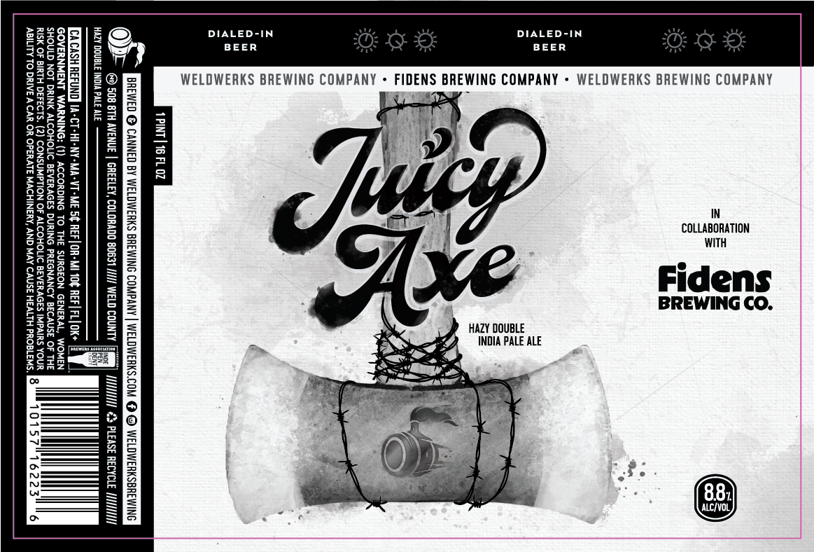 TABC label artwork for Juicy Axe