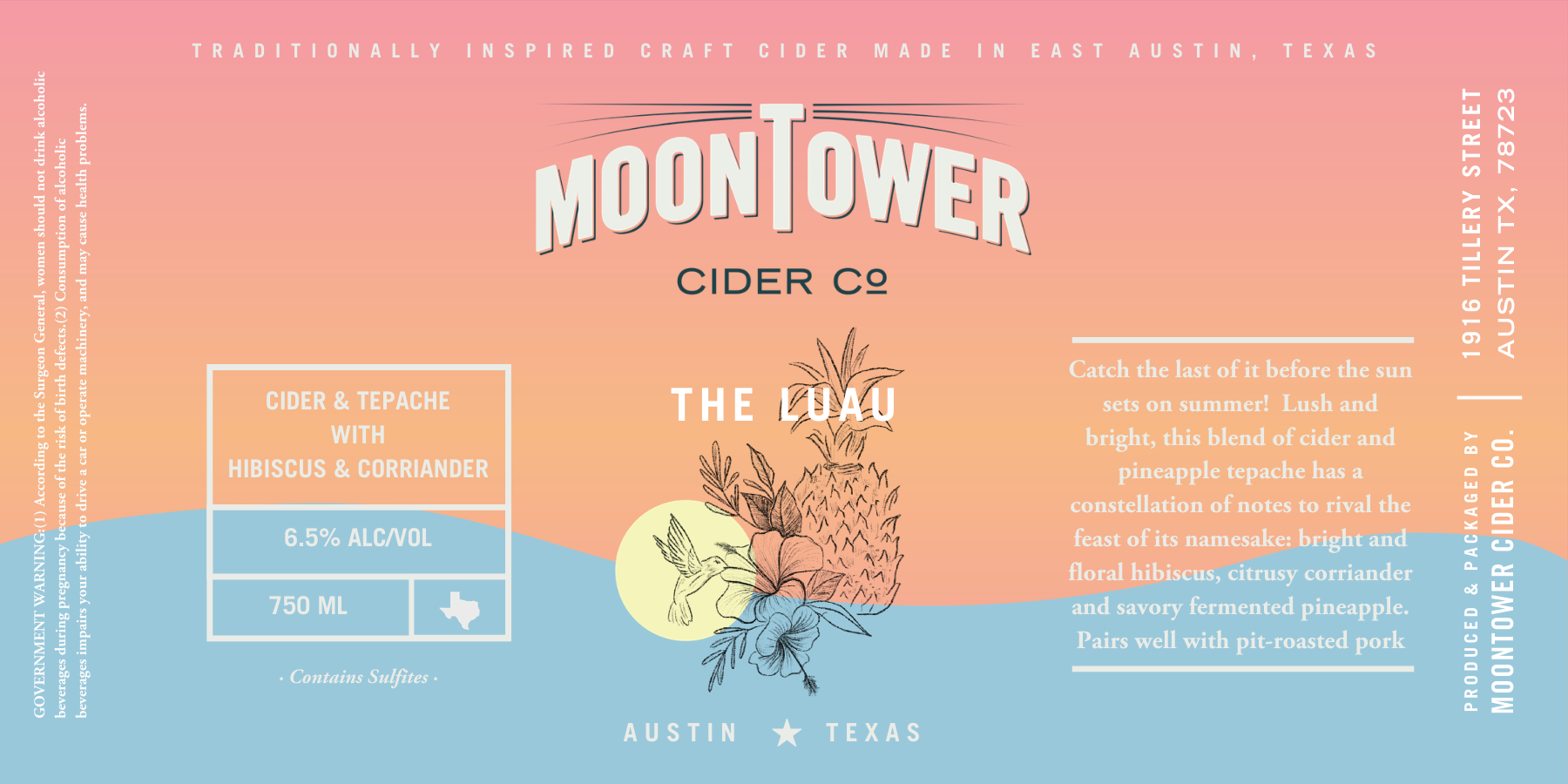 TABC label artwork for Moon Tower The Luau