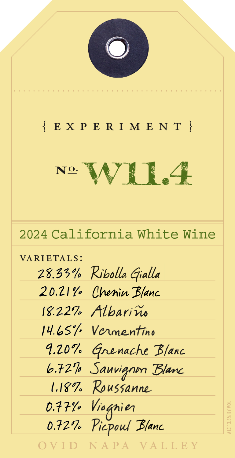 TABC label artwork for EXPERIMENT NO. W11.4