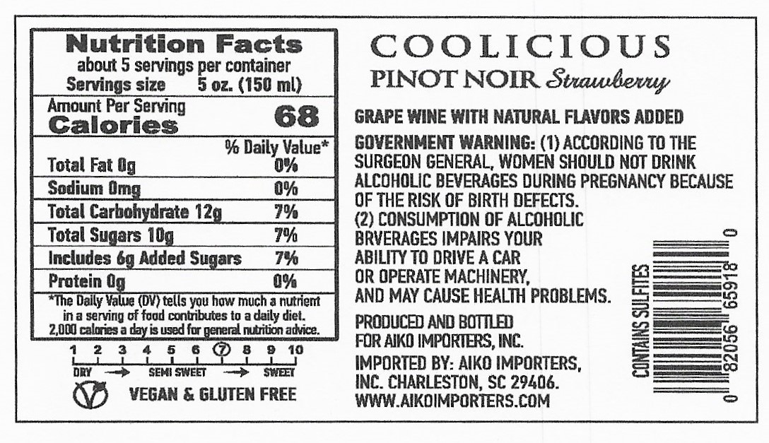 TABC label artwork for Coolicious Pinot Noir Strawberry