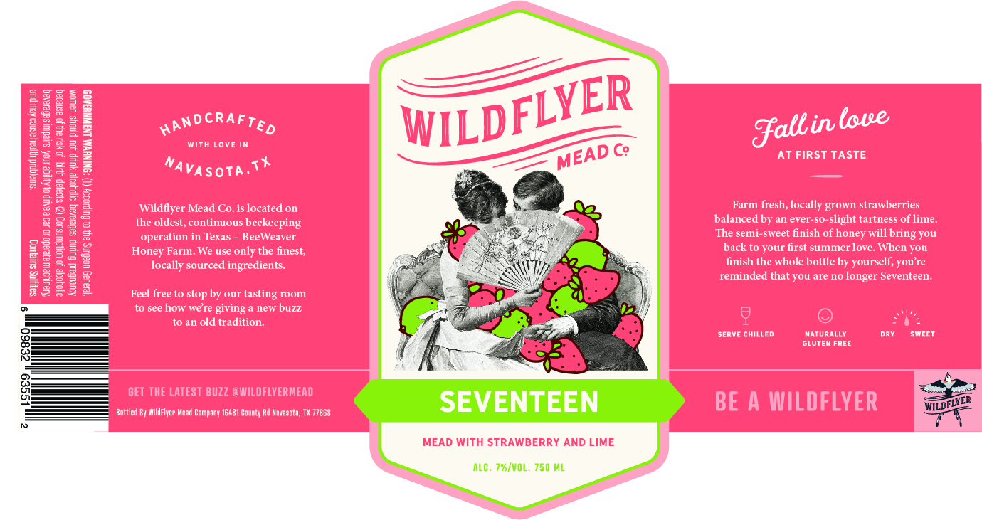 TABC label artwork for Wildflyer Mead Company Seventeen