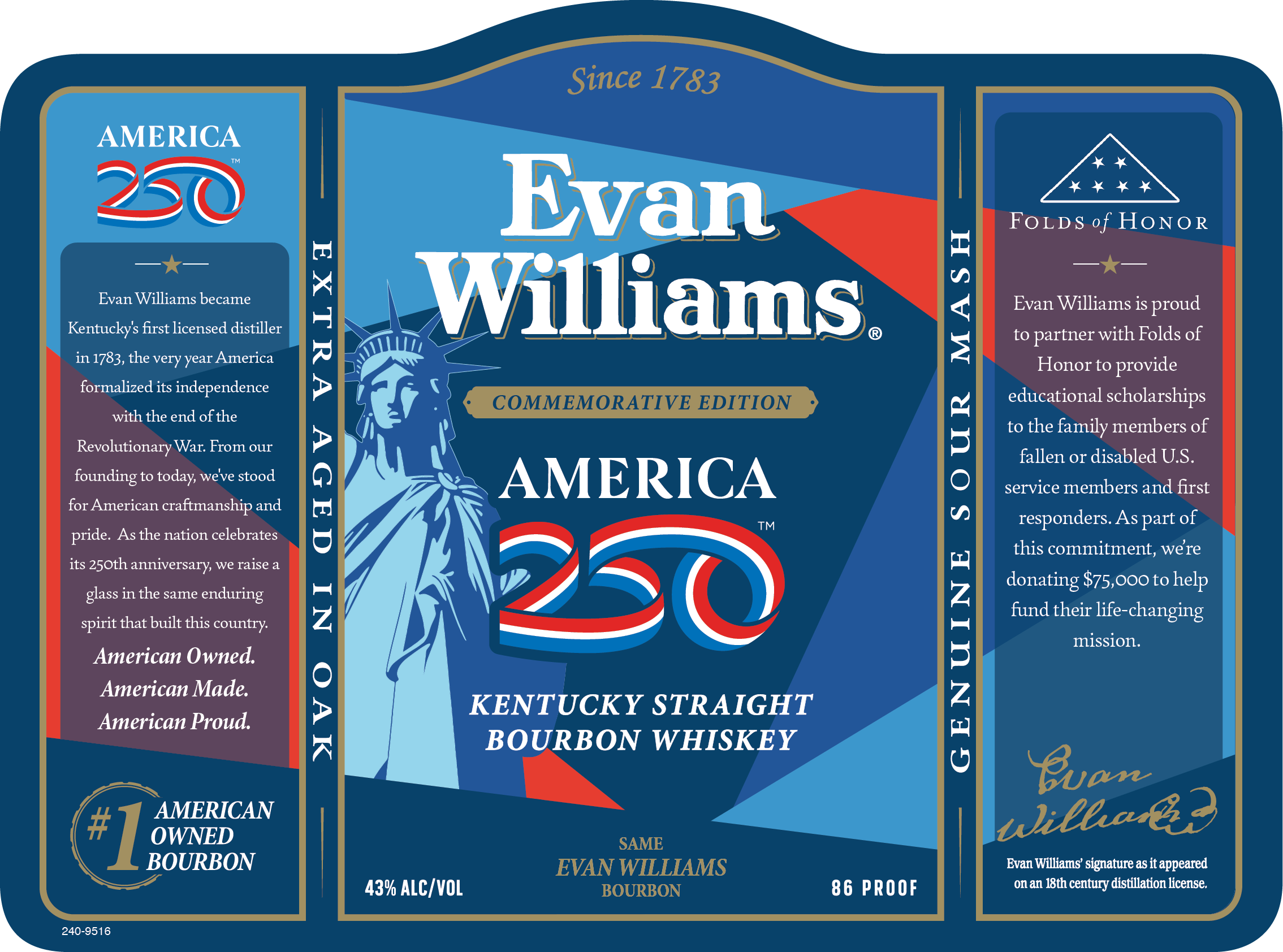 TABC label artwork for Evan Williams Black Bbn American 250th Comm. Edition 0114