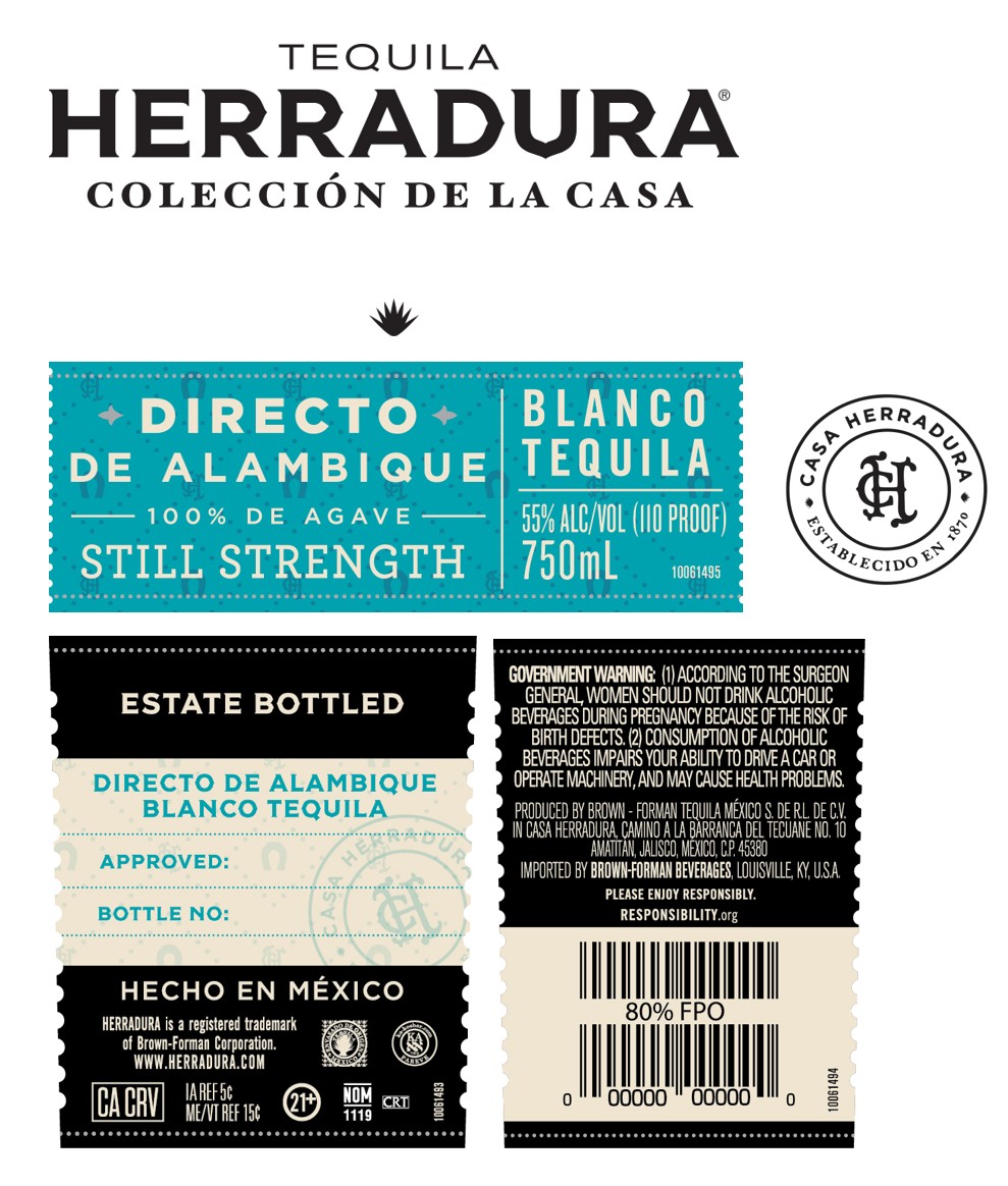 TABC label artwork for Herradura Directo de Alambique