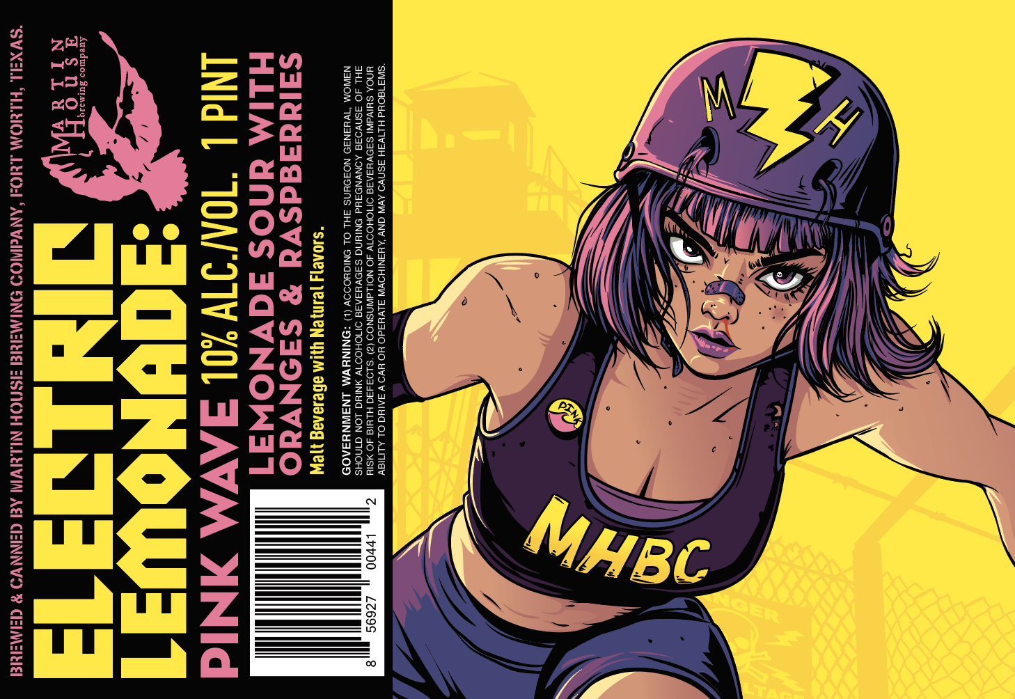 TABC label artwork for Electric Lemonade: Pink Wave Can