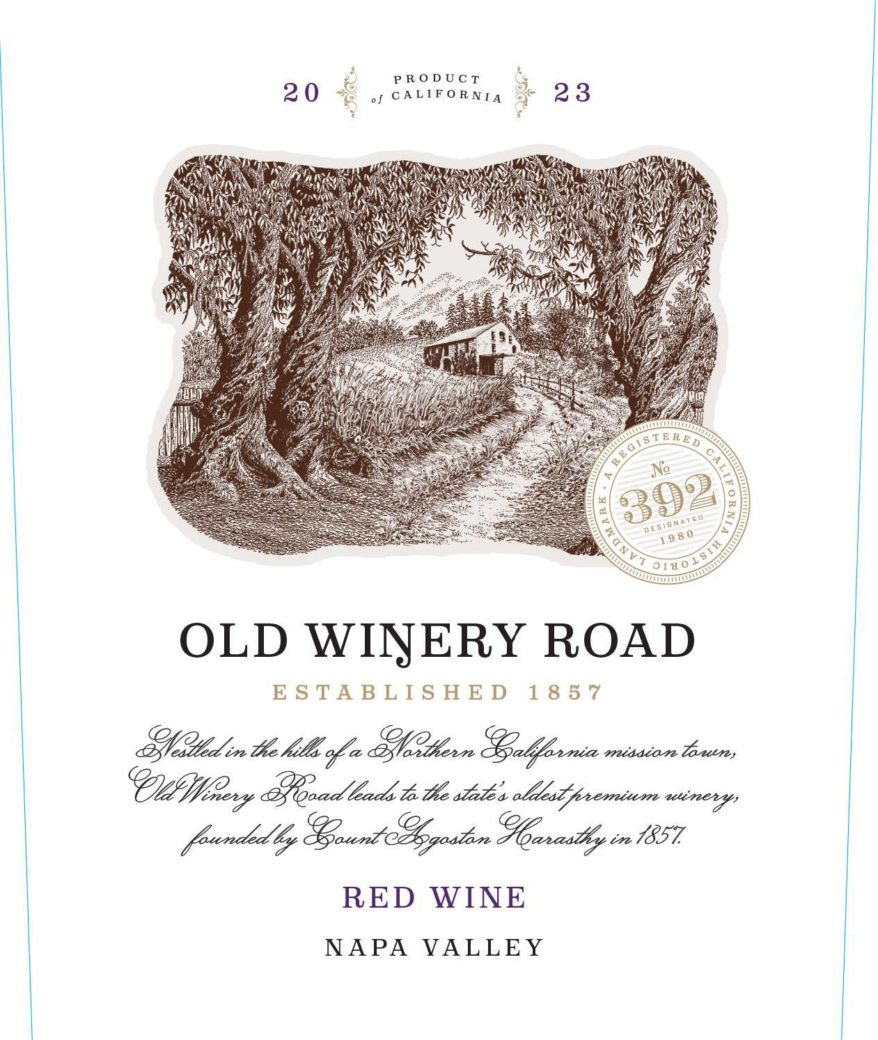 TABC label artwork for Old Winery Road Red Blend