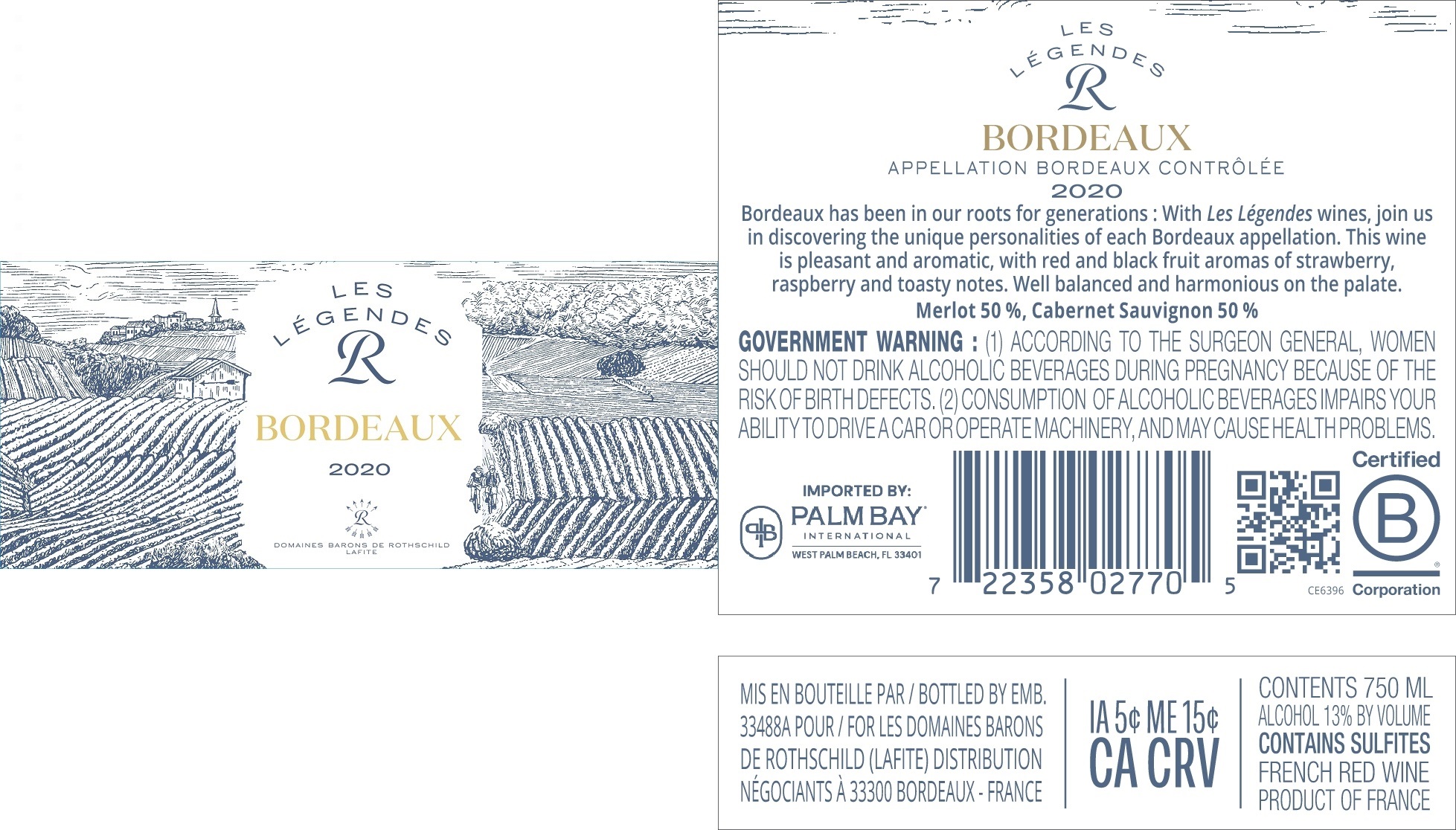 TABC label artwork for LES LEGENDES BORDEAUX ROUGE