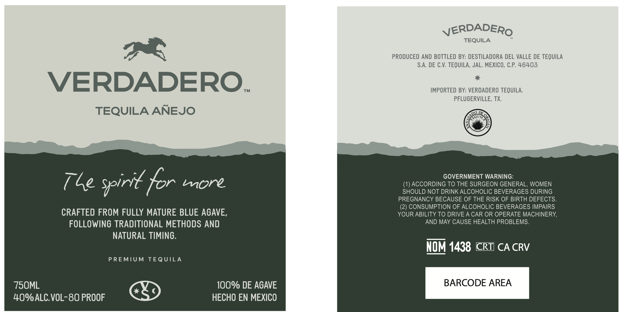TABC label artwork for VERDADERO ANEJO TEQUILA