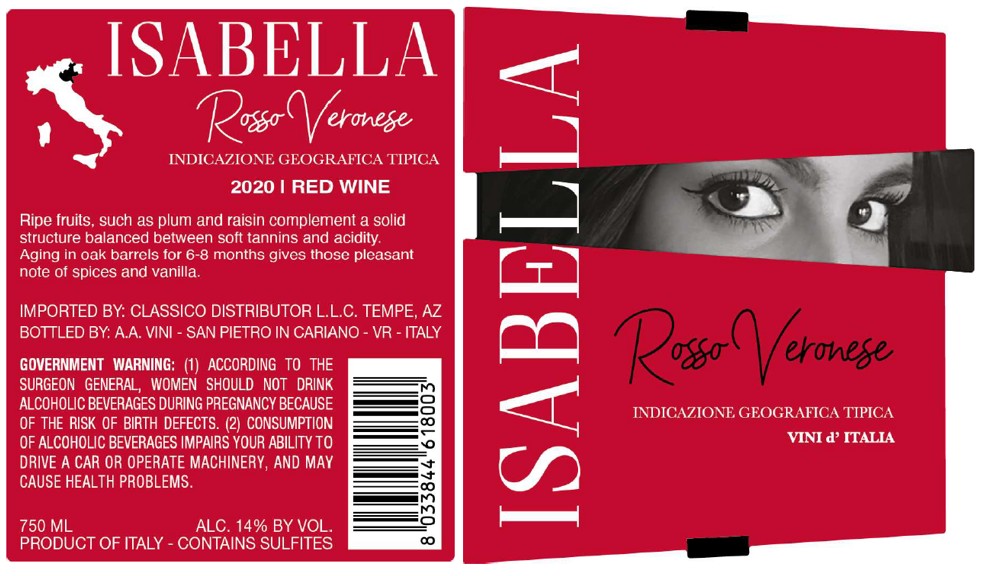 TABC label artwork for ISABELLA ROSSO VERONESE