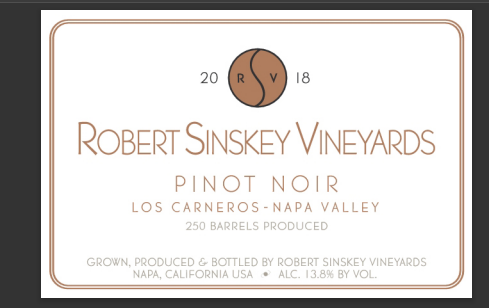 TABC label artwork for Robert Sinksey Vineyards Los Carneros Pinot Noir