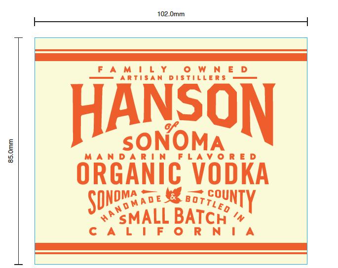 TABC label artwork for HANSON OF SONOMA MANDARIN FLAVORED VODKA