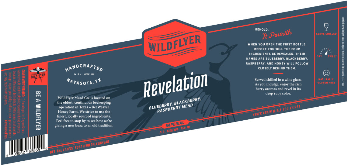 TABC label artwork for Wildflyer Mead Company Revelation