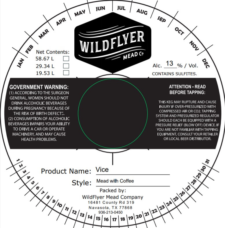 TABC label artwork for Wildflyer Mead Company Vice