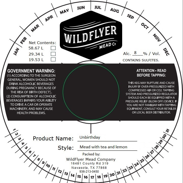 TABC label artwork for Wildflyer Mead Company Unbirthday