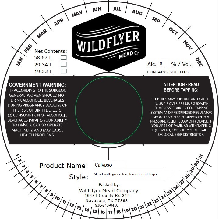 TABC label artwork for Wildflyer Mead Company Calypso