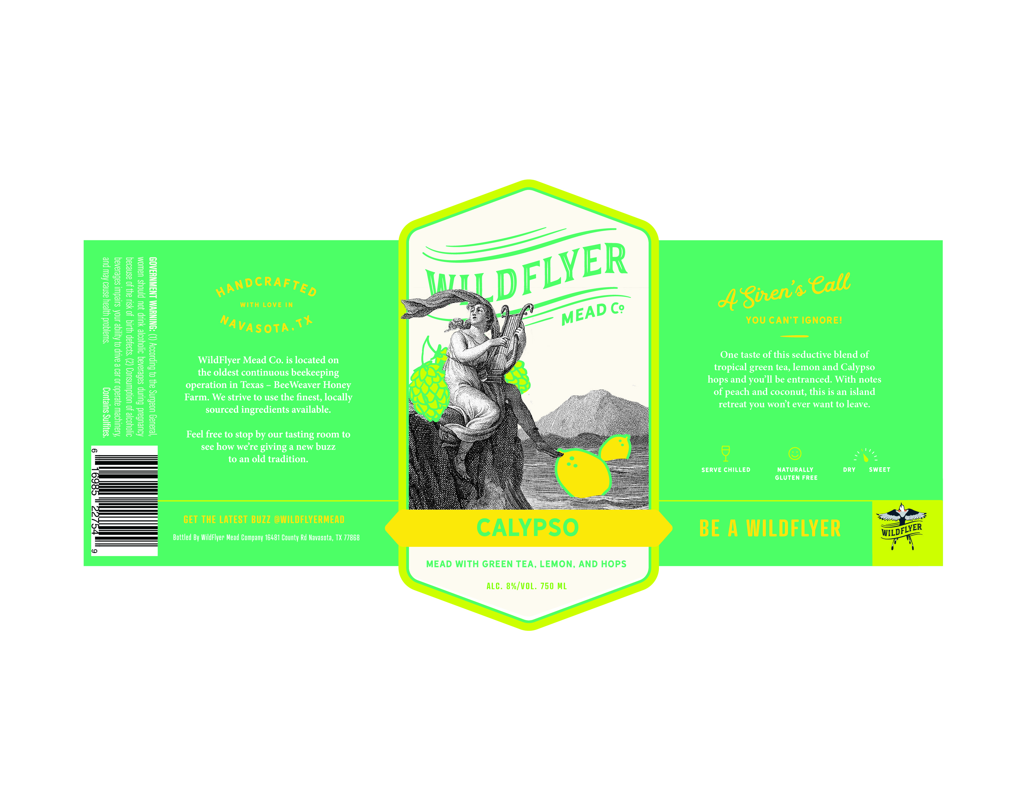TABC label artwork for Wildflyer Mead Company Calypso