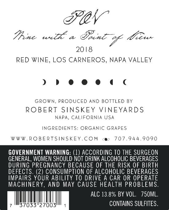 TABC label artwork for Robert Sinskey Vineyards Red Blend POV Napa Valley