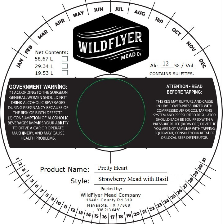 TABC label artwork for Wildflyer Mead Company Pretty Heart