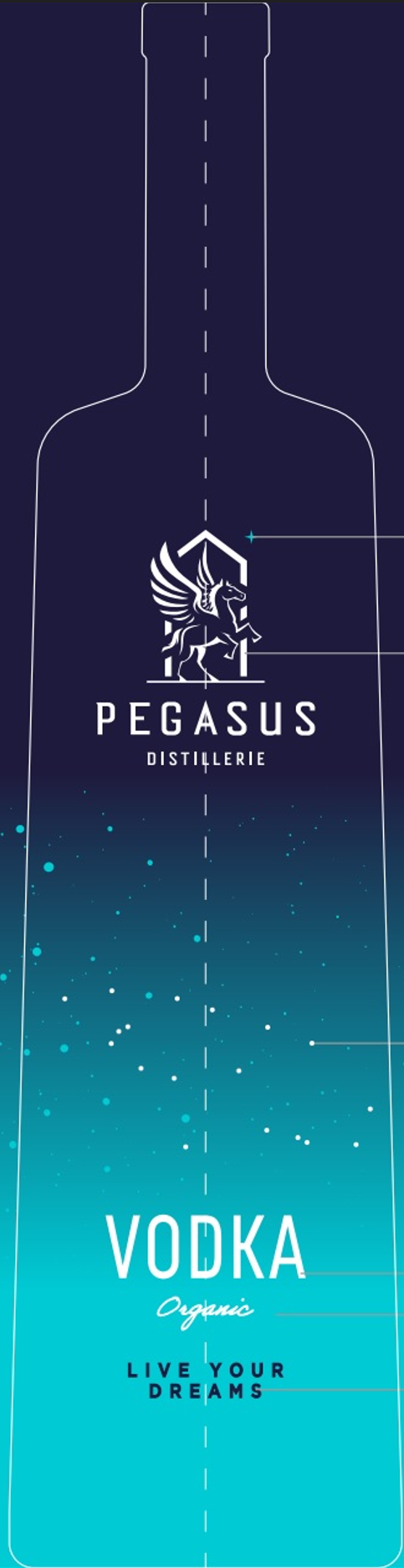 TABC label artwork for Pegasus Distillerie Organic Vodka Live Your Dreams