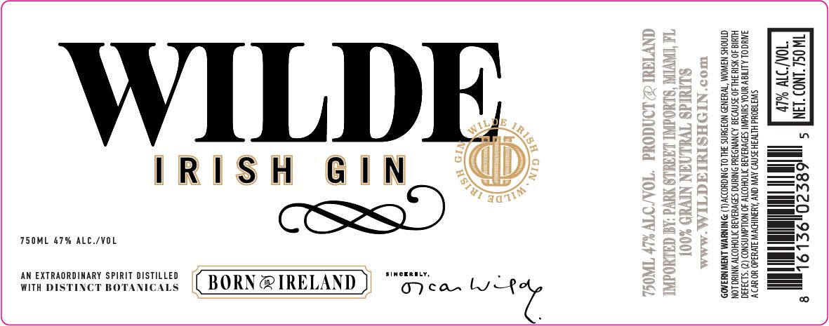TABC label artwork for Wilde Irish Gin
