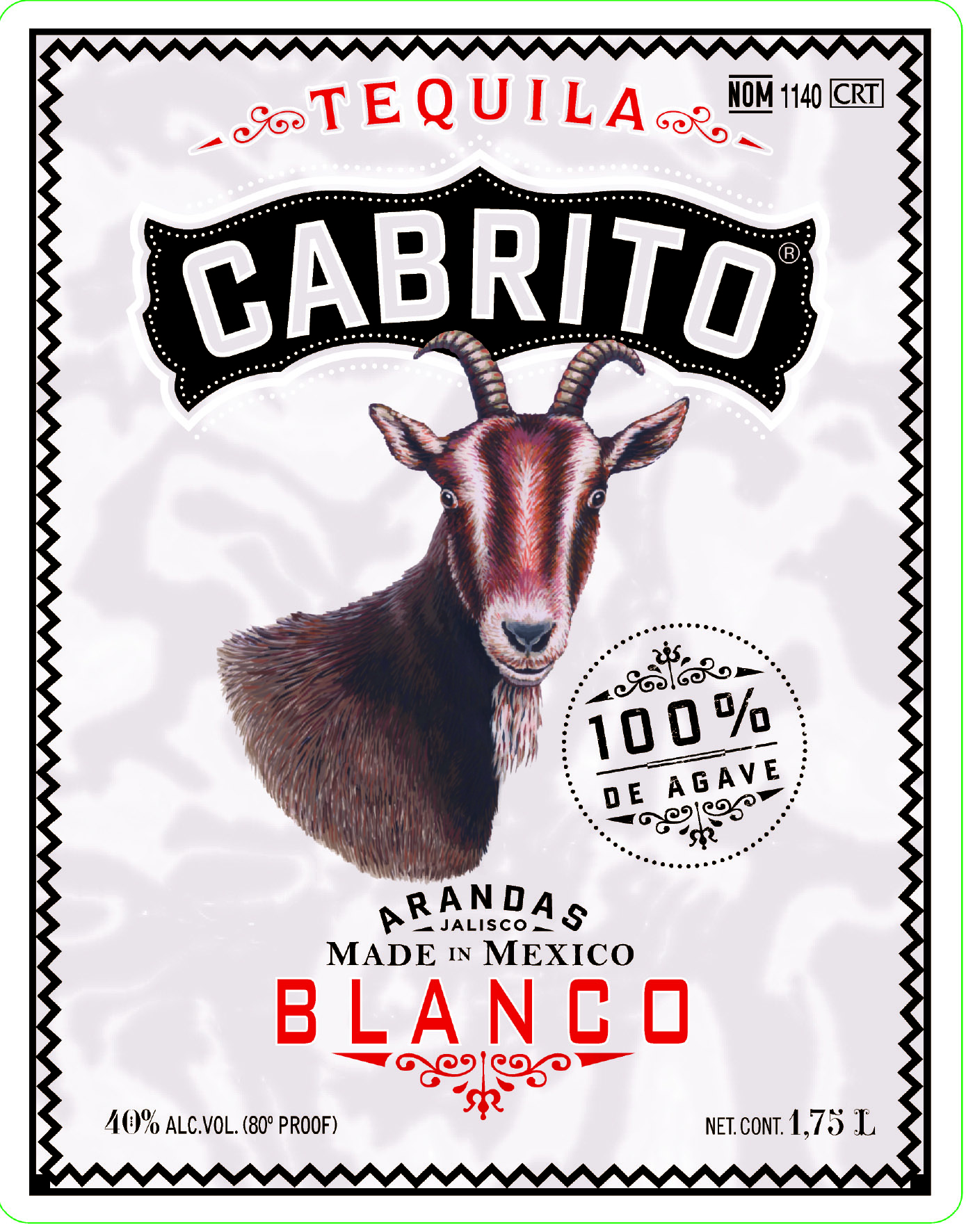 TABC label artwork for Cabrito Tequila Blanco Arandas 100% Agave