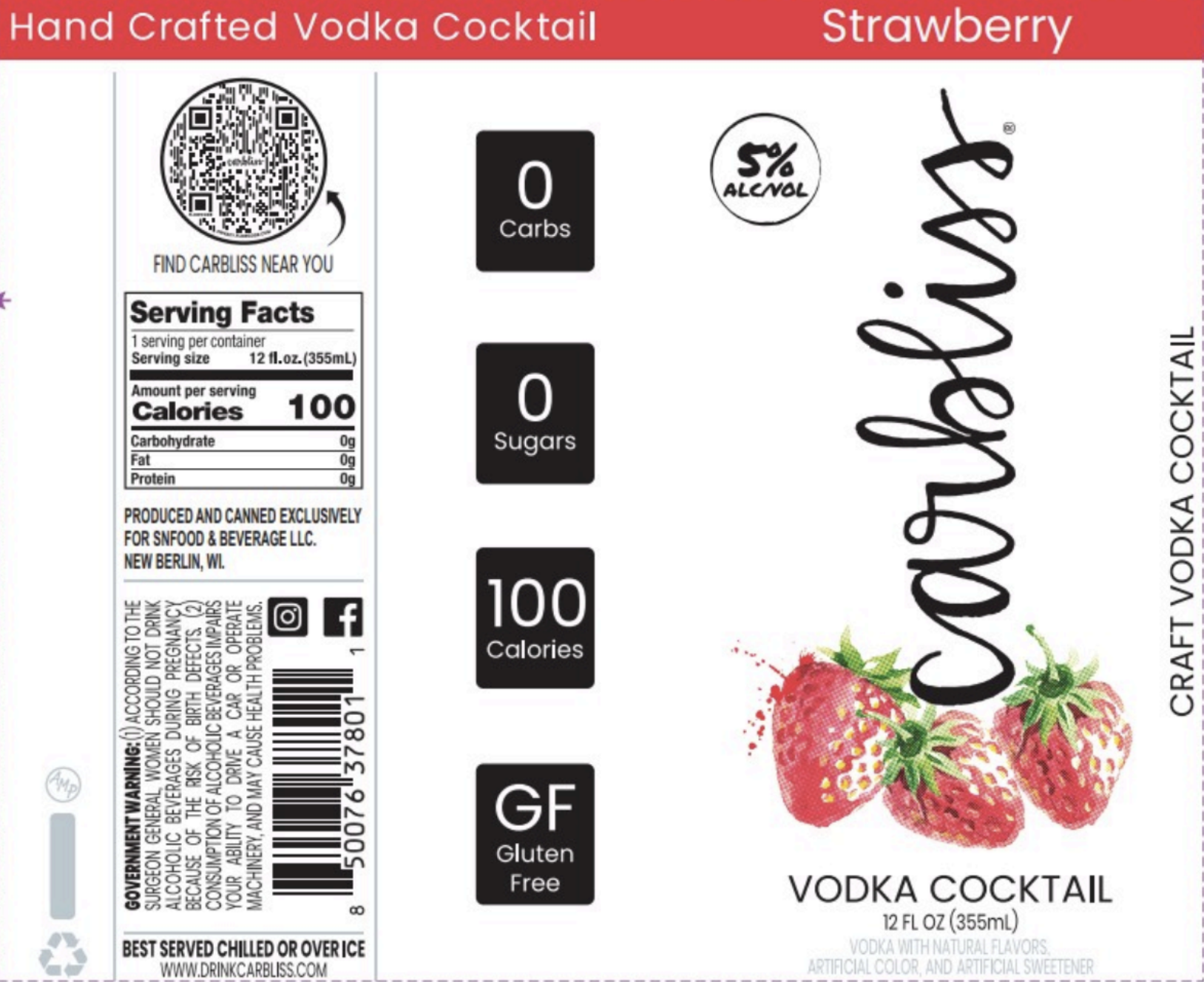 TABC label artwork for CARBLISS STRAWBERRY