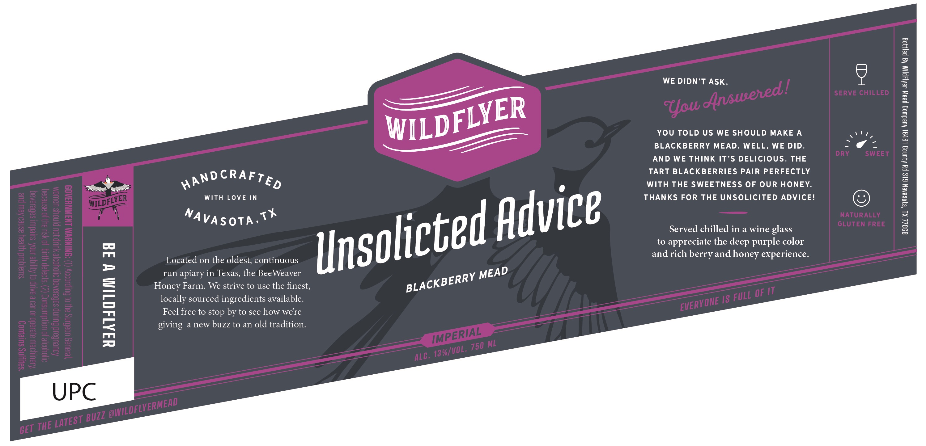 TABC label artwork for Unsolicited Advice
