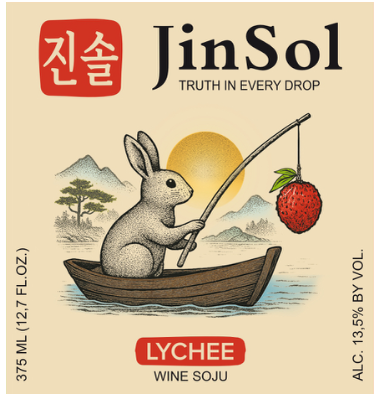 TABC label artwork for JinSol Korean Soju Lychee