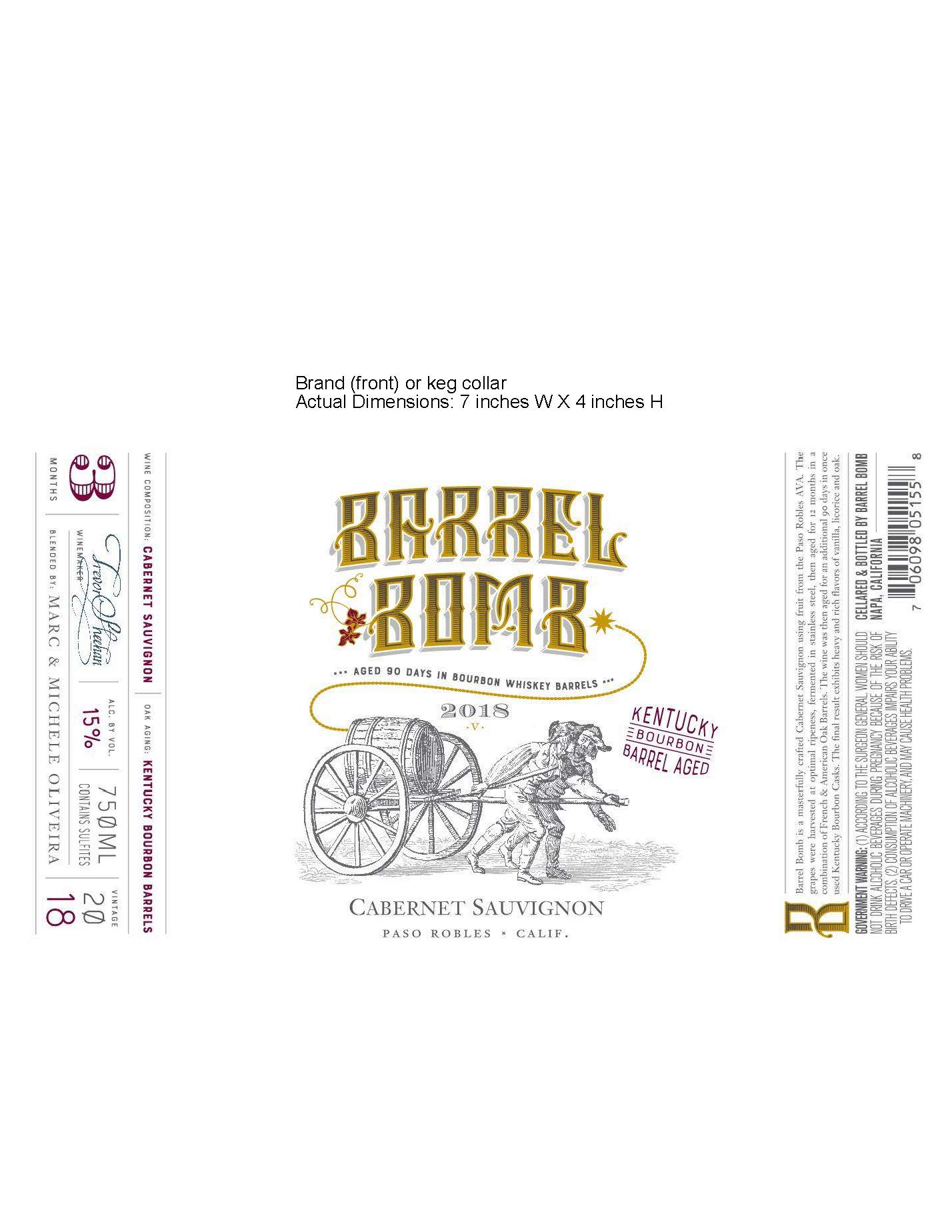 TABC label artwork for Barrel Bomb Cabernet Sauvignon Paso Robles