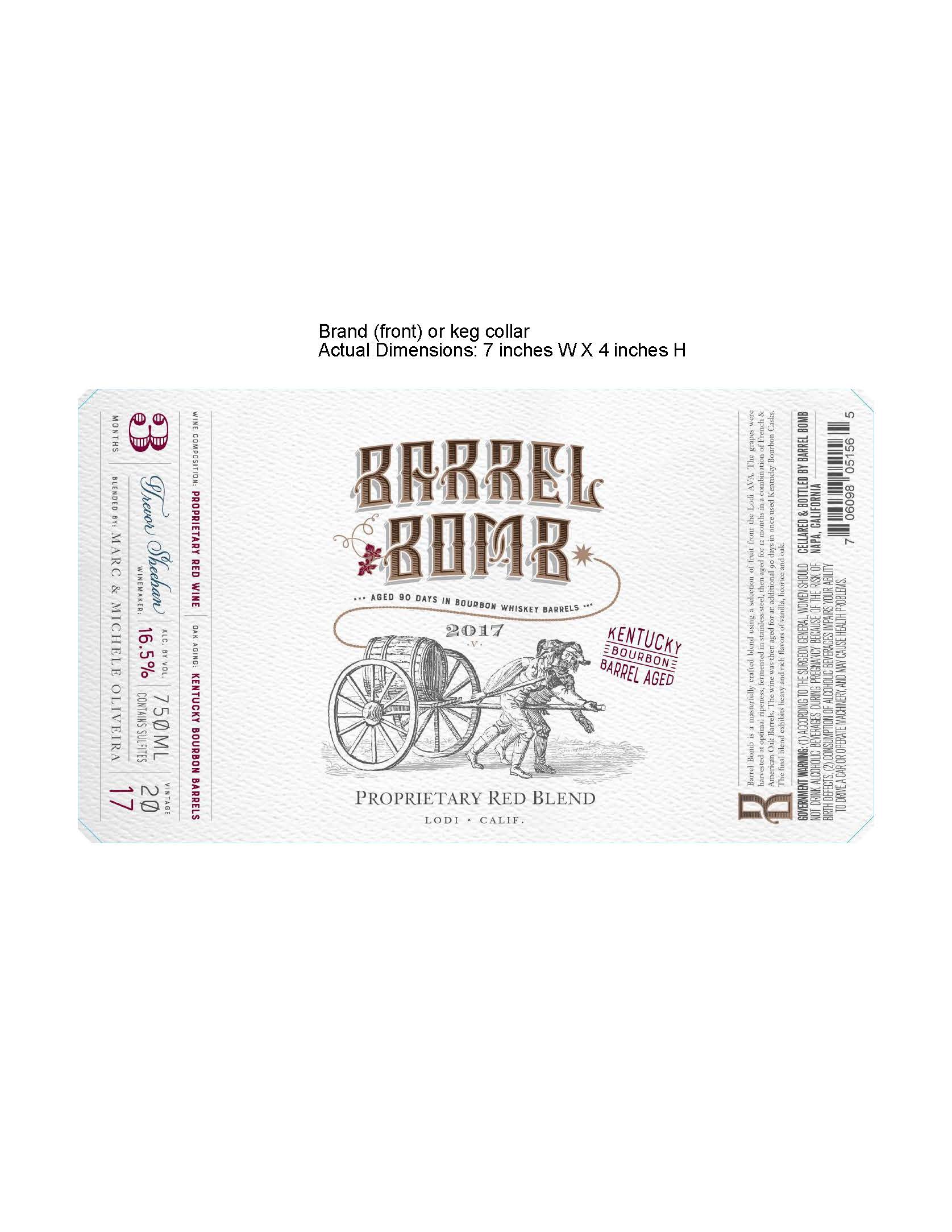 TABC label artwork for Barrel Bomb Proprietary Red Blend