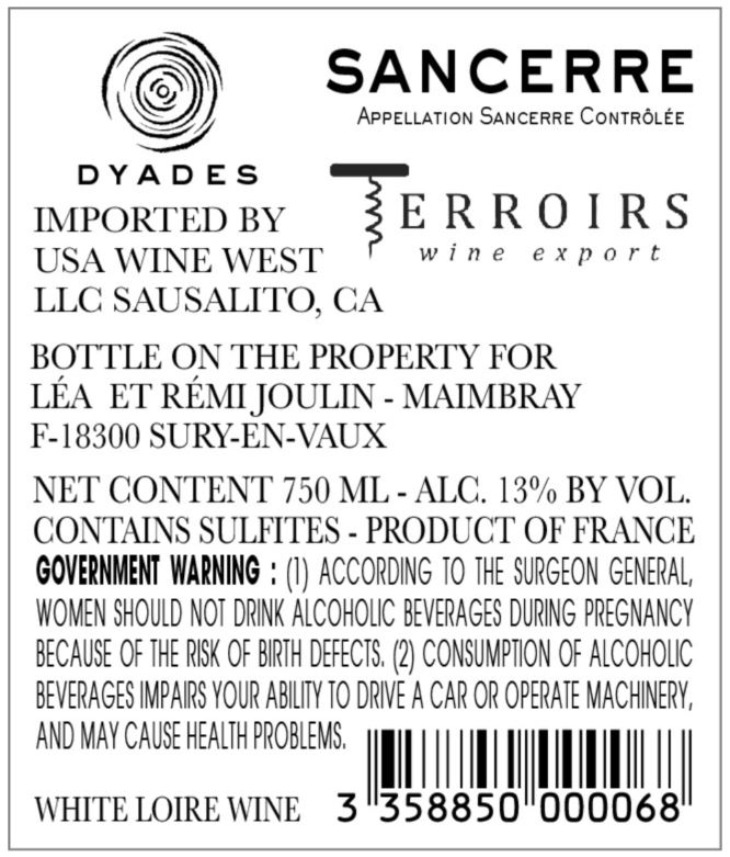 TABC label artwork for DYADES SANCERRE LEA ET REMI JOULIN