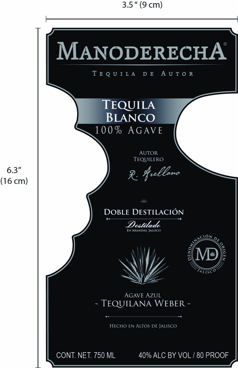 TABC label artwork for TEQUILA MANO DERECHA BLANCO