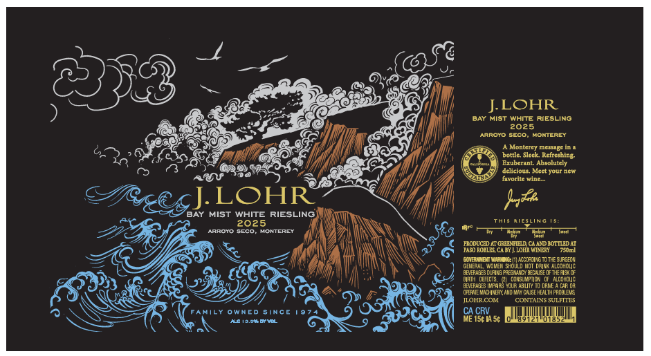 TABC label artwork for J. LOHR WHITE RIESLING ARROYO SECO BAY MIST
