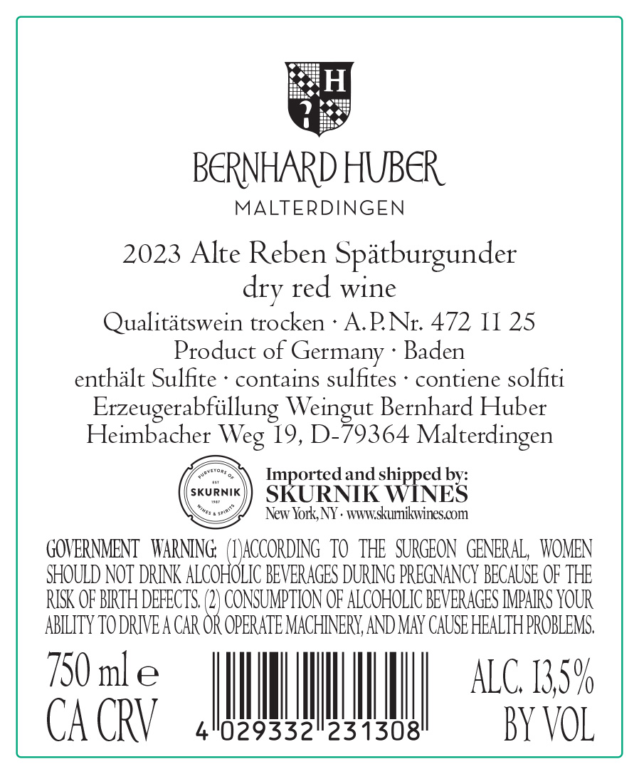 TABC label artwork for Bernhard Huber Alte Reben Spätburgunder