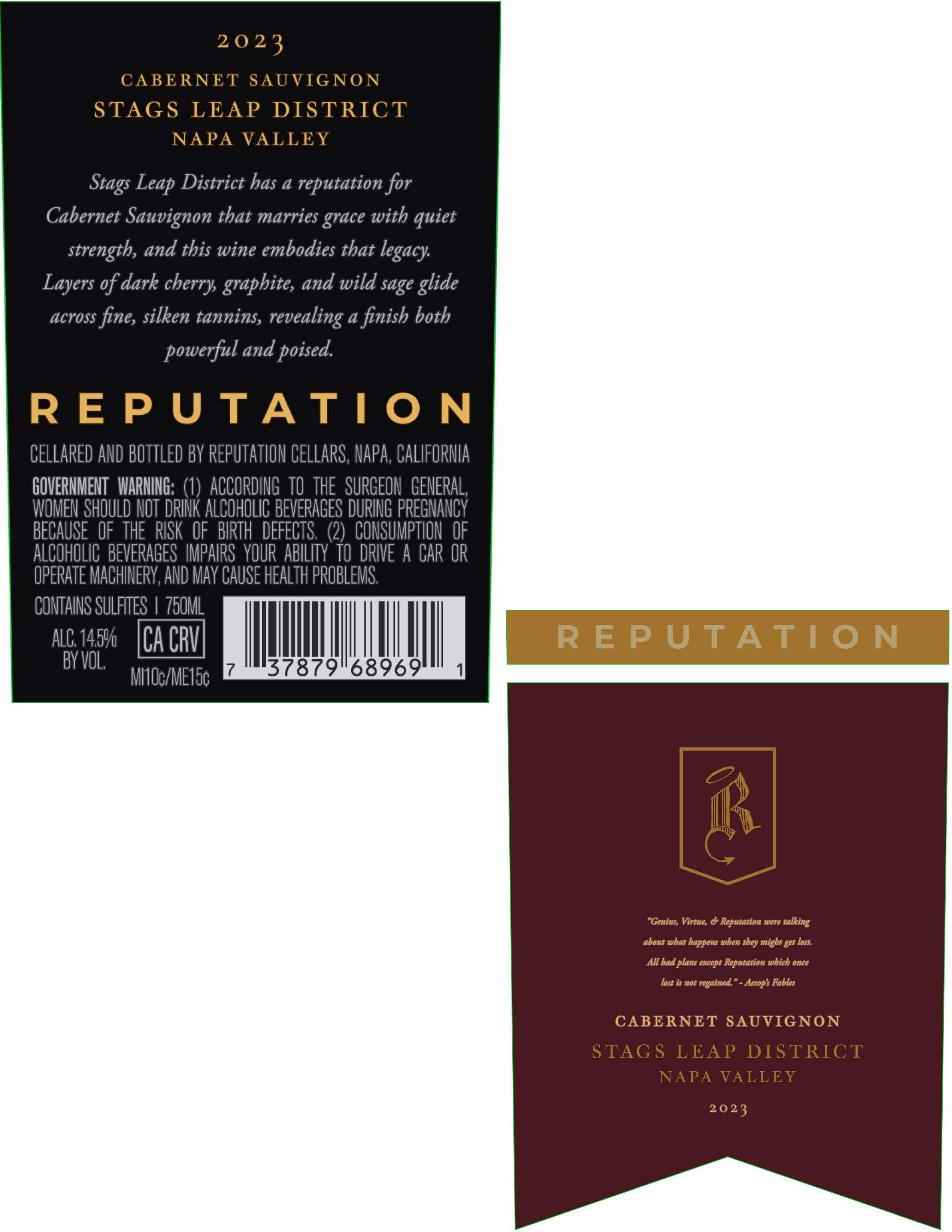 TABC label artwork for Reputation Stags Leap Cabernet Sauvignon