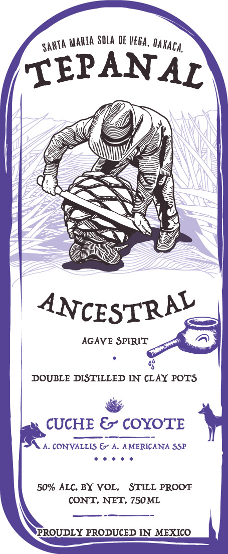 TABC label artwork for Tepanal Ancestral Cuche Coyote